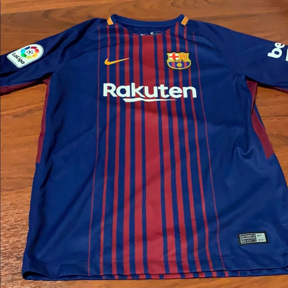 Nike Blue and Red FC Barcelona Short Sleeve Jersey